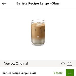 Nespresso barista recipe large glasses set of 2 new